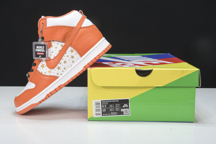 nike dunk high pro sb s*upre*me orange -307385-181