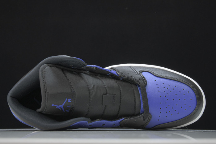 jordan 1 mid hyper royal tumbled leathe 554724-077