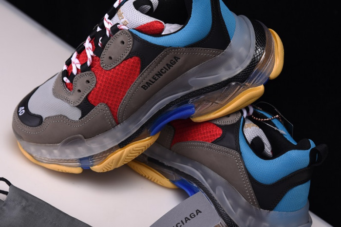 bl triple s trainers clear sole blue adn red 541624 w09o1 2120