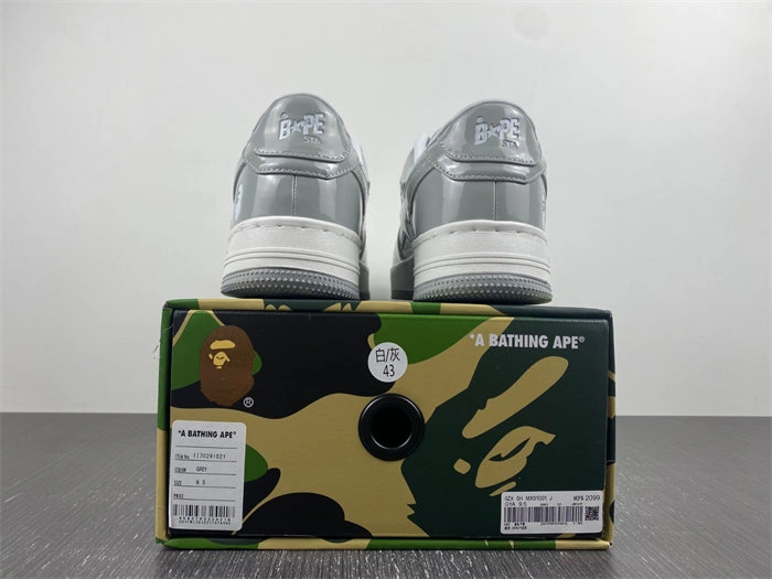 Packable A Bathing Ape Bape Sta Patent Leather White Grey 1I70-191- 5319