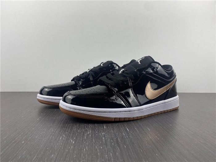 Jordan1 Retro Black Gold Patent 554723- Durable 3726
