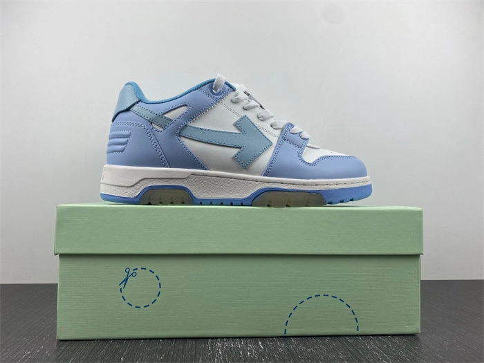 OFF-WHITE OOO Low Out Of Office Calf Leather White Light Blue OMIA189F20LEA Affordable 3111